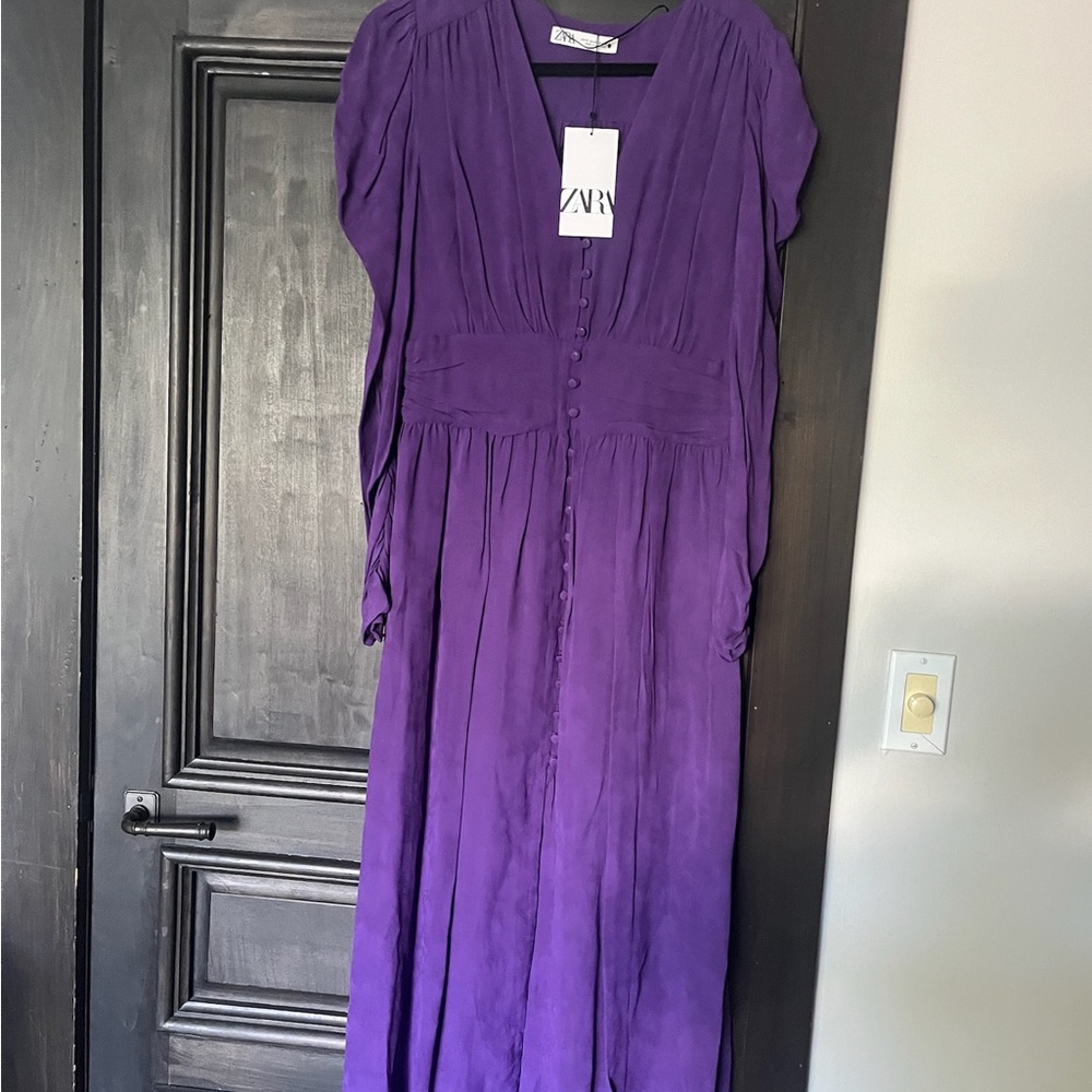 Zara Deep Purple Long Sleeve Dress